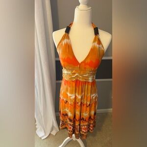 Vibrant Orange Halter Dress